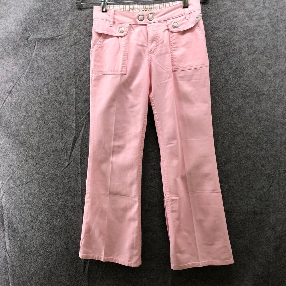 Cherokee Girls Size 12 Pink Flare Pants Youth Flap‎ Pocket Y2K Cotton Chino